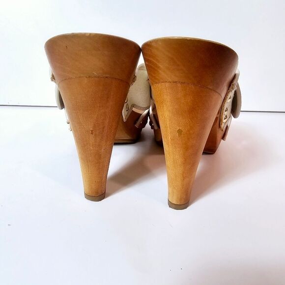 Nine West Chic 80s Inspo Studded Wooden Clog Style Sandals Size 8 Pink Ombre - Picture 6 of 10